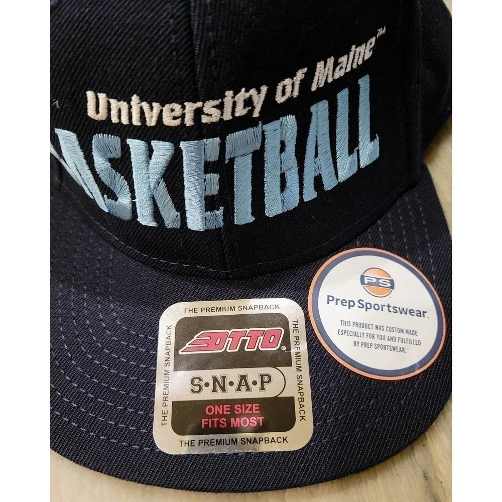 UMaine Basketball Snapback Cap Navy Blue Flat Bill
